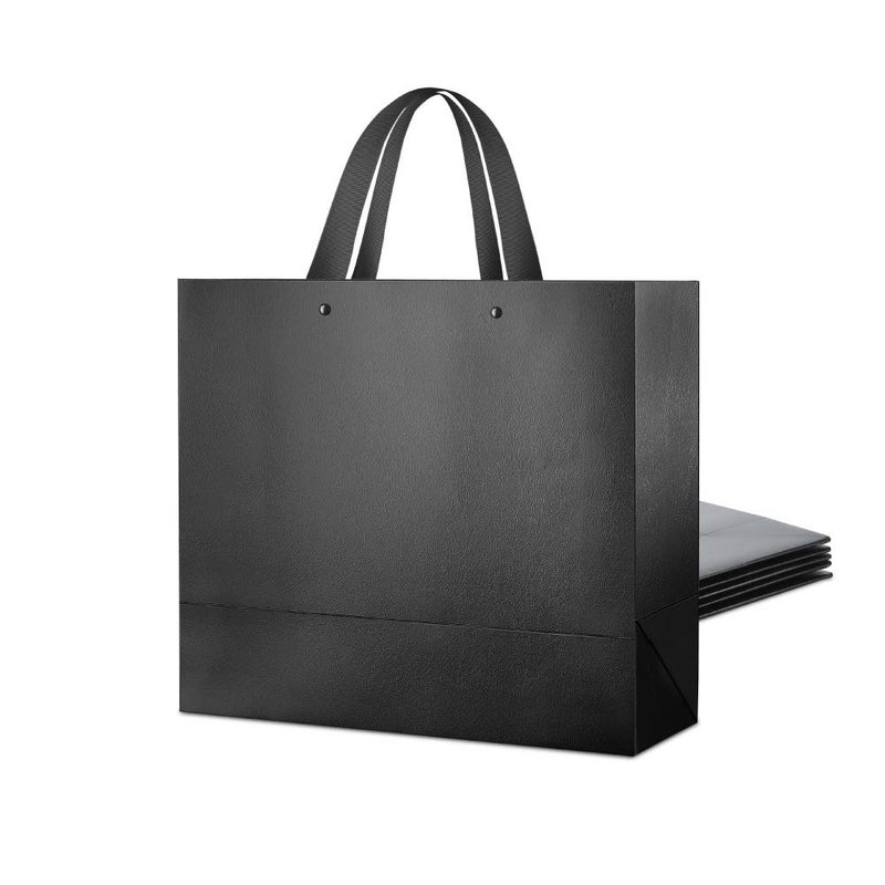 PACKHOME 6 Extra Large Gift Bags 17.5x6x16 Inches, Black Premium Gift Bags with Handles for Gift Giving (Glossy Black with Grass Texture) - Image 1